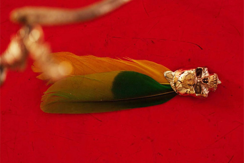 Clau Senna, «T.P. The Strangeness in Me», 2021. Installation (detail, bronze, feathers), 13 cm. Photography: Danilo Valentin